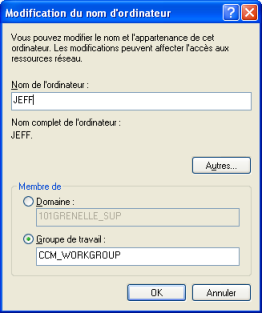 Modification du nom de l'ordinateur