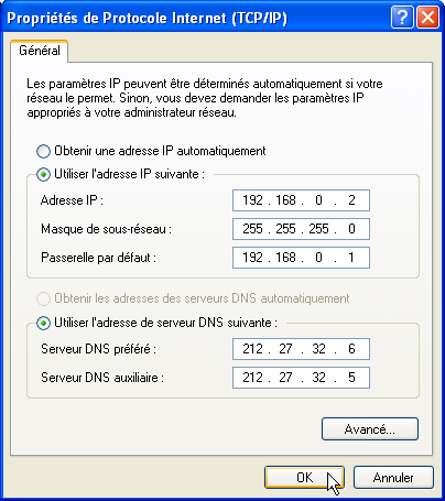 Propriétés du protocole internet (TCP/IP)