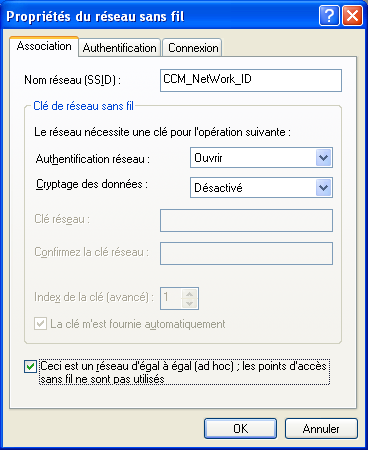 Création du réseau ad hoc