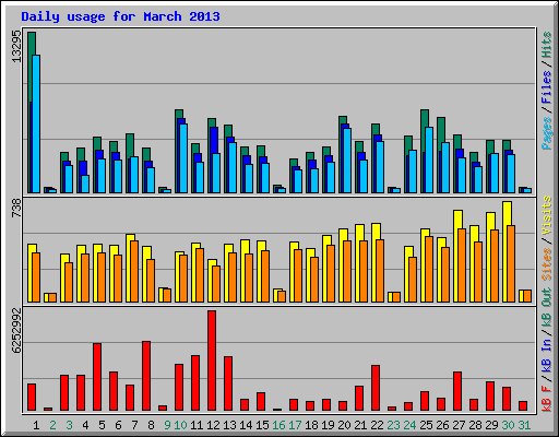 Daily usage for March 2013