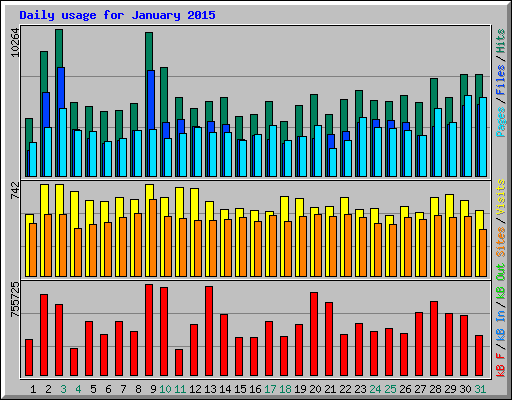 Daily usage for January 2015