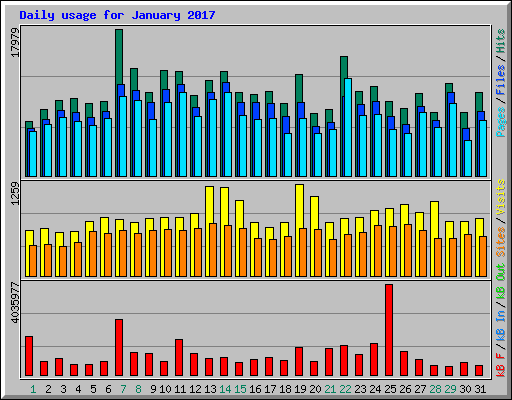 Daily usage for January 2017