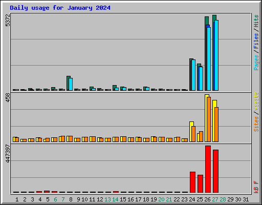 Daily usage for January 2024