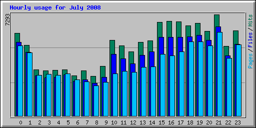 Hourly usage for July 2008