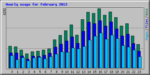 Hourly usage for February 2013