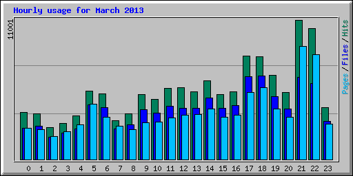 Hourly usage for March 2013