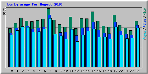Hourly usage for August 2016